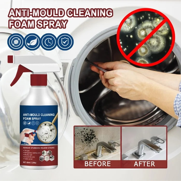 Bubble cleaning mold spray