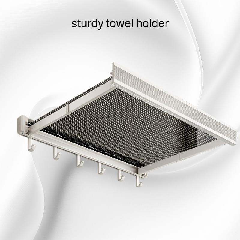 Invisible Bathroom Folding Storage Shelf, Easy Installation, No Punching Towel Holder
