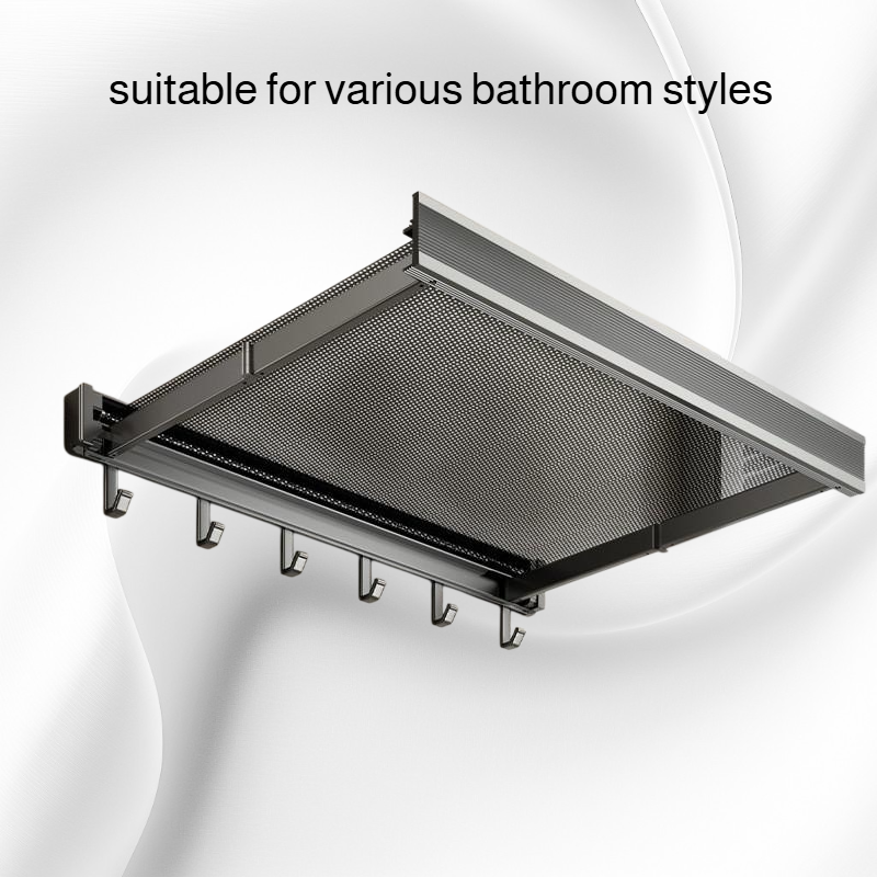Invisible Bathroom Folding Storage Shelf, Easy Installation, No Punching Towel Holder
