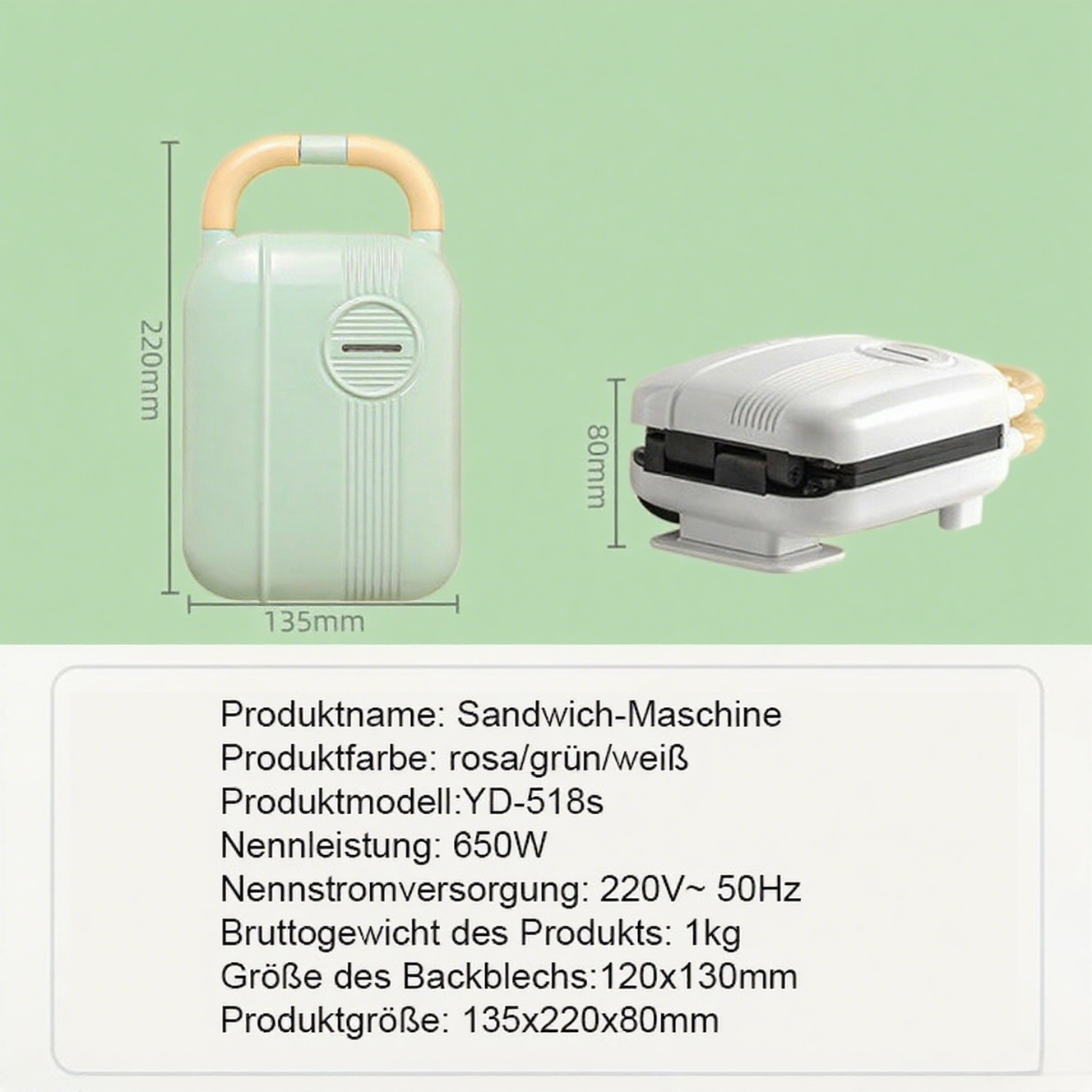 3-in-1 Multifunktions-Sandwichmaker für leichte Mahlzeiten