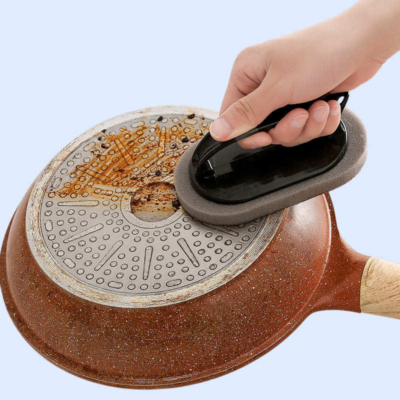 강력한 살균력 매직 이레이저 다이아몬드 스펀지 주방 손잡이 브러시 냄비 바닥 석회질 제거 세척 브러시