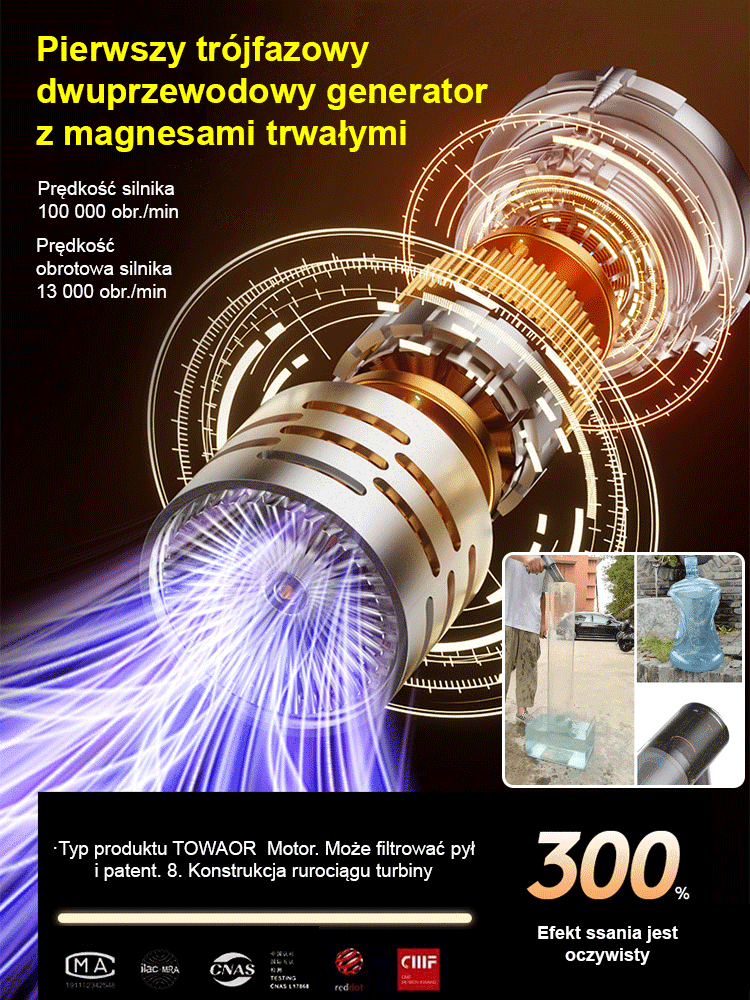 Przenośny wielofunkcyjny odkurzacz o dużej sile ssania