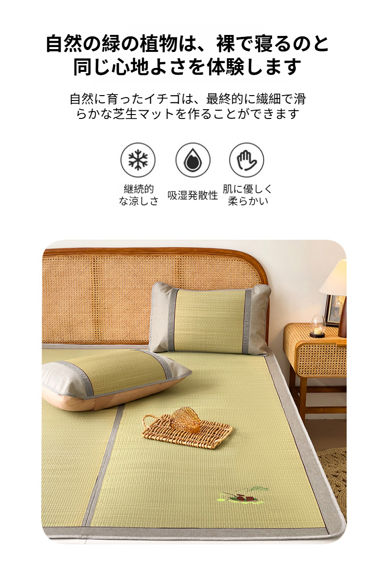 琉球畳風のデザインが美しいい草マット