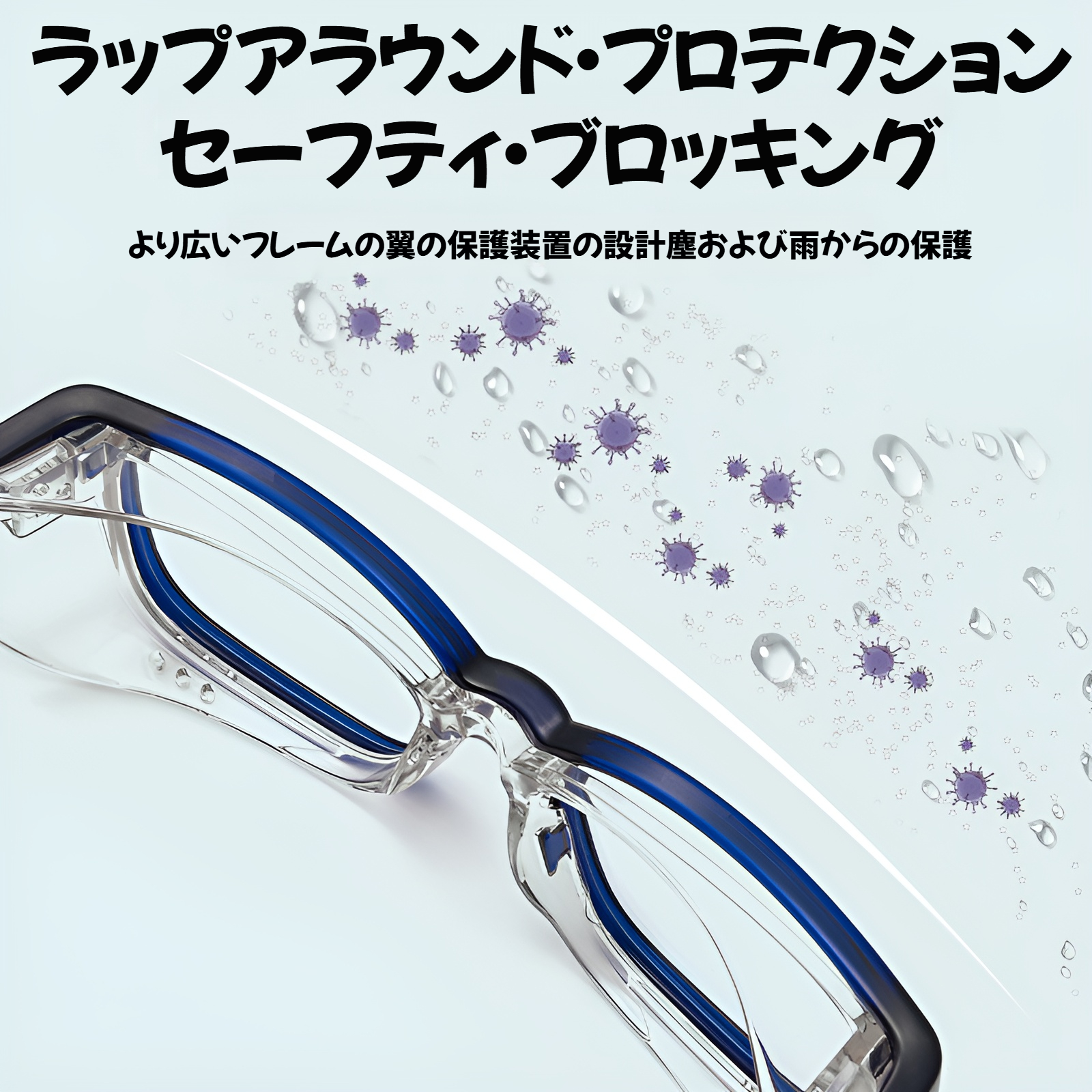 超軽量 TR90 防風性、耐衝撃性、花粉防止術後ゴーグル、花粉症用ゴーグル、取り外し可能なメガネフレーム