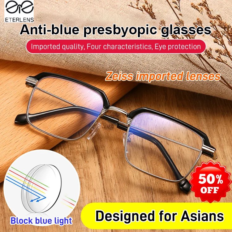[Photochromic day and night use] Anti-blue light reading glasses