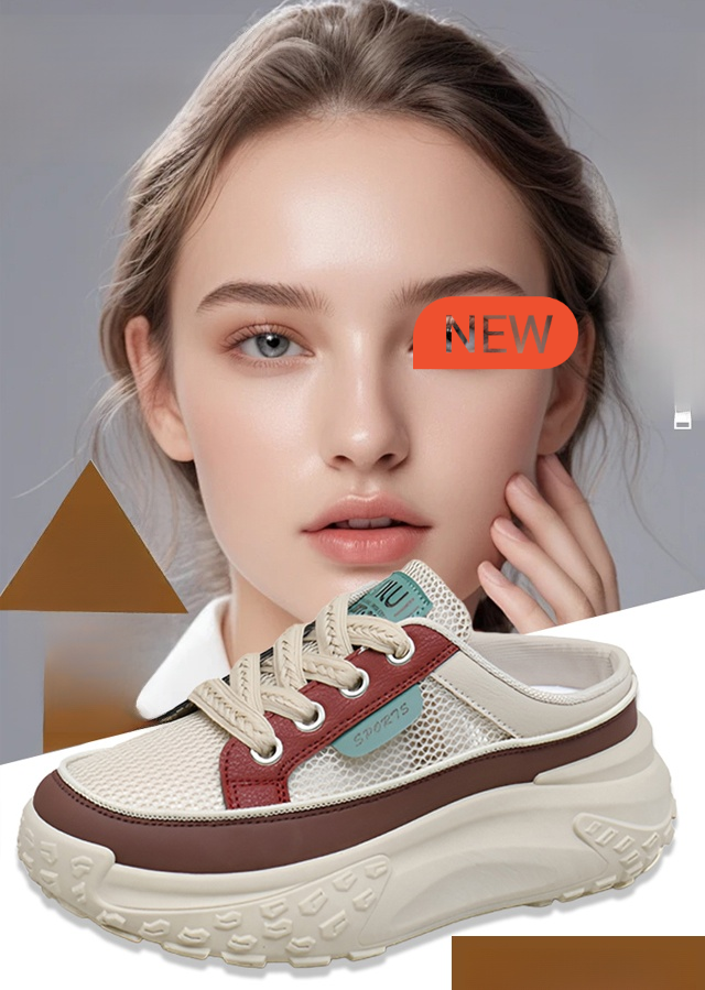 캐주얼 통기성 운동 슬리퍼식 키높이 통굽 신발 