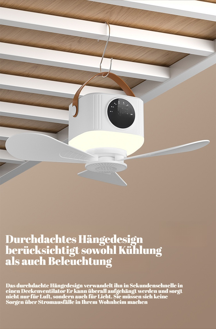 2025 Hängender/Desktop-2-in-1 tragbarer Camping-Ventilator Licht USB wiederaufladbarer multifunktion