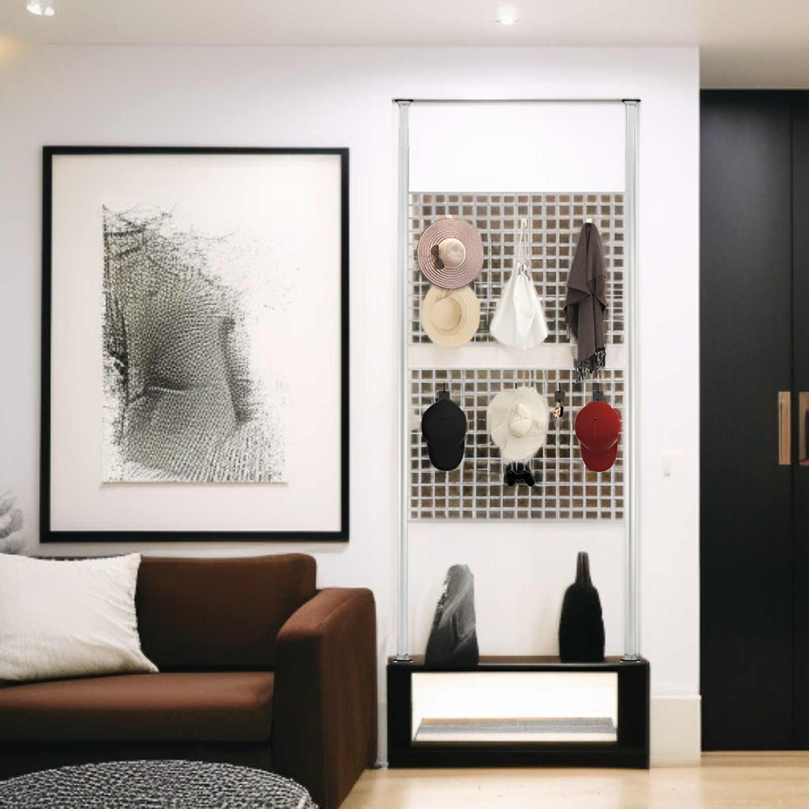 天井まで届く収納ラック・室内用ハンガーラック・間仕切りネットDIY