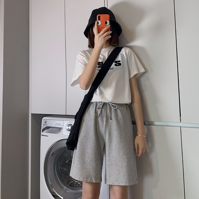 여하 와이드 일자 빅사이즈 겉옷 빅팬츠 와이드 트레이닝 반바지 캐주얼 5부 반바지