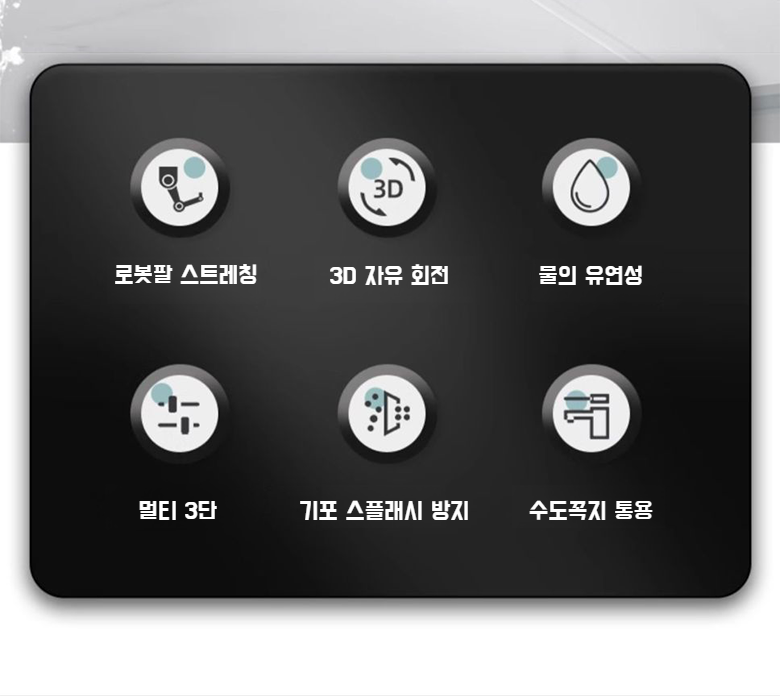 정동 스플래시 부스터 유니버셜 회전 수도꼭지 전체 모습