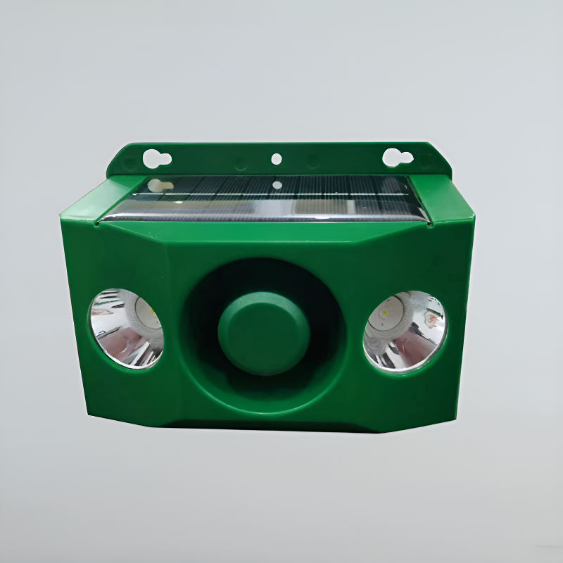 Solar powered flashing loud volume repellent warning light