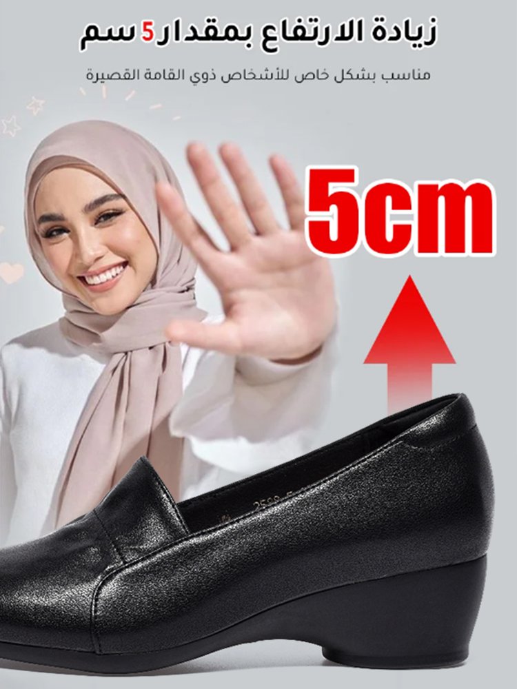 حذاء نسائي مصنوع من الجلد بنعل ناعم لتقويم العظام