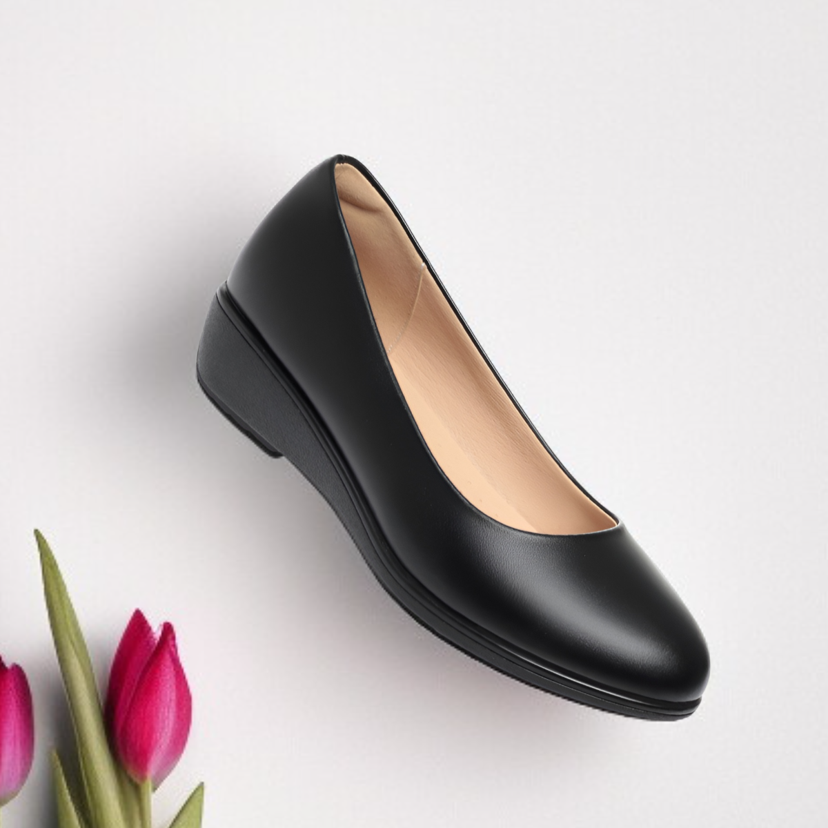 السيدات أحذية جلدية لينة مع مشبك