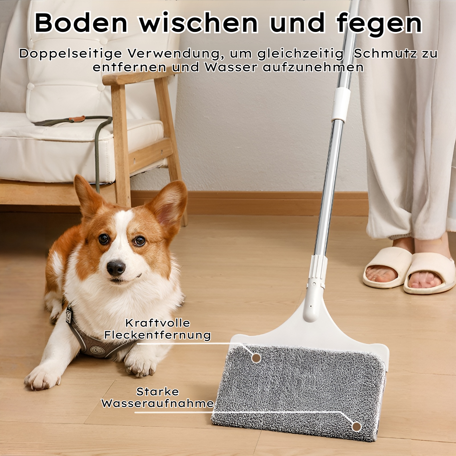 Teleskopische 2-in-1-Faulenzer-Wischmopp