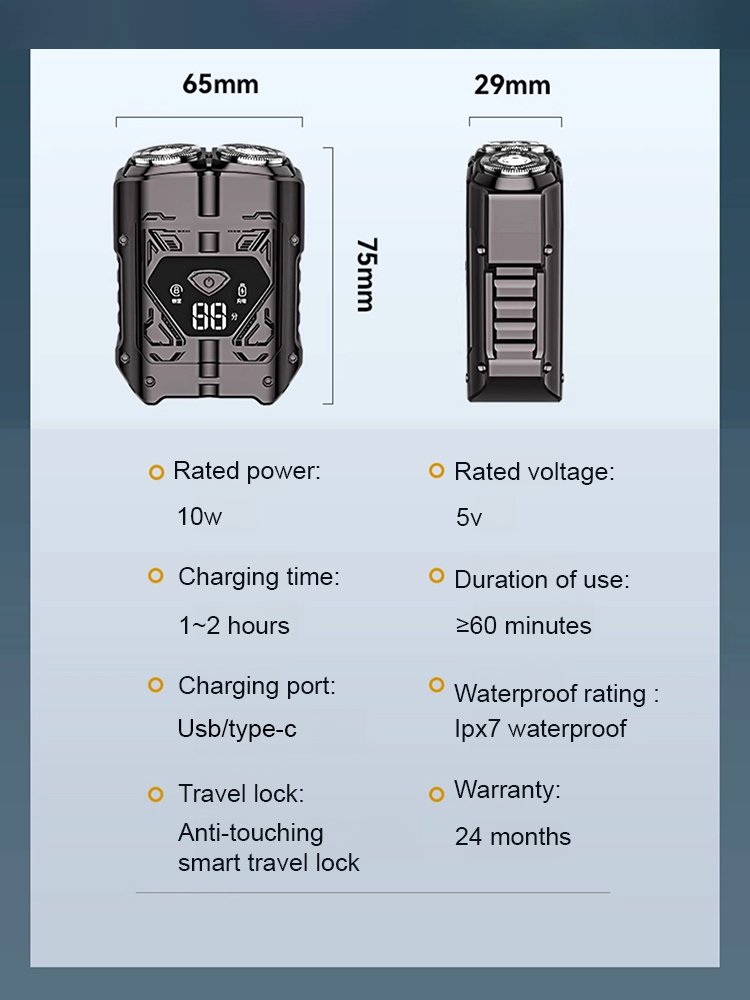 Fully Washable Rechargeable Mecha Shaver
