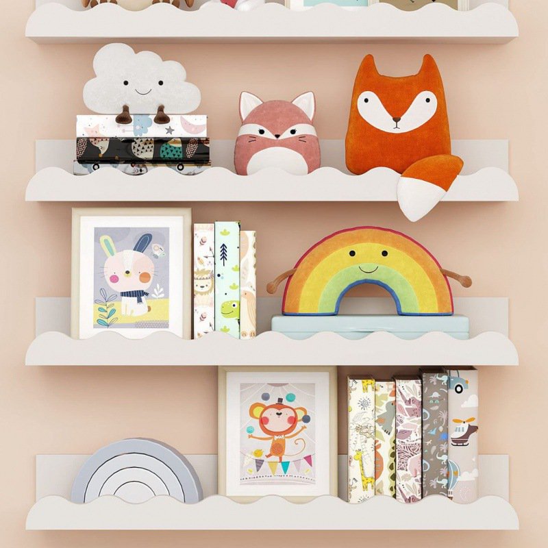 無垢材ベッドルーム壁掛け棚 壁掛け収納ラック 木製壁掛けシェルフ