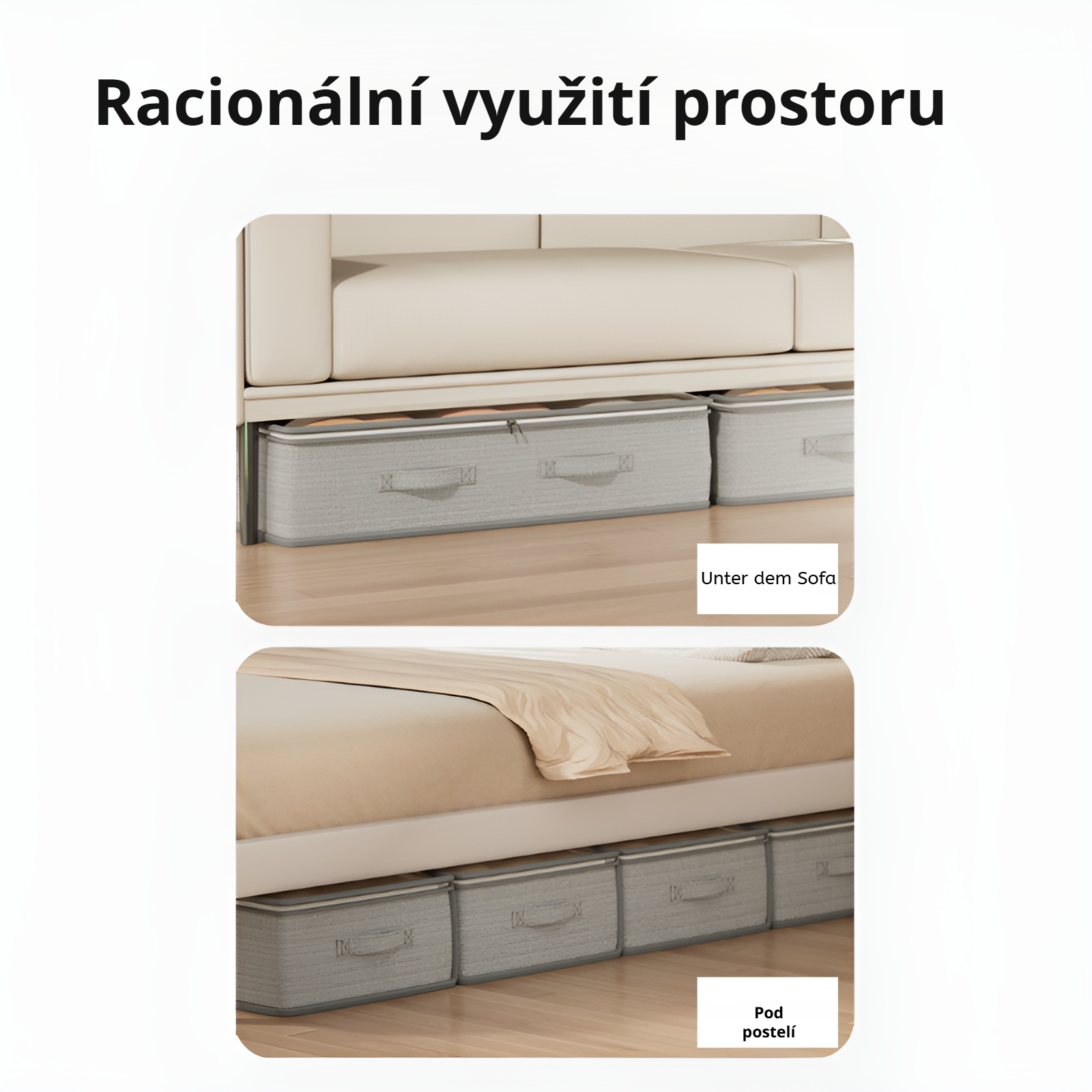 Podpostelová zásuvka na peřiny a polštáře