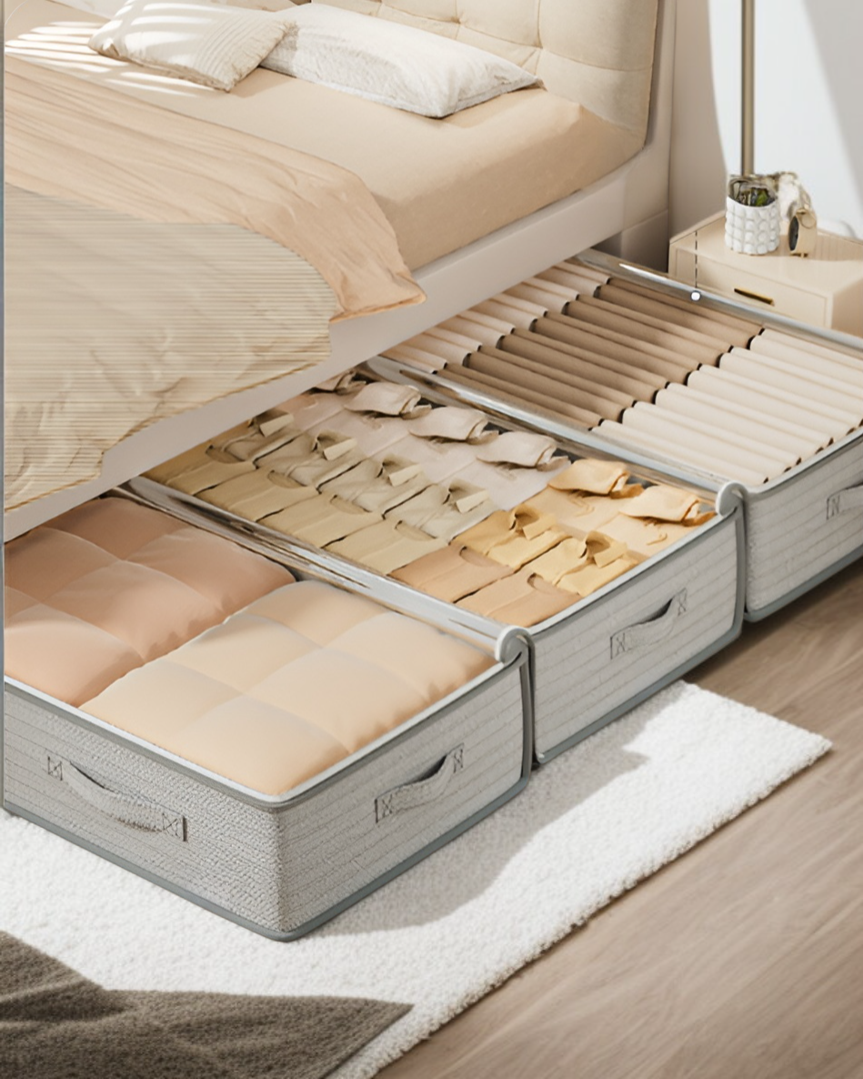 ベッド下収納ボックス フラットな家庭用引き出し式季節キルト収納ボックス ベッド下収納アーティファクト衣類収納ボックス