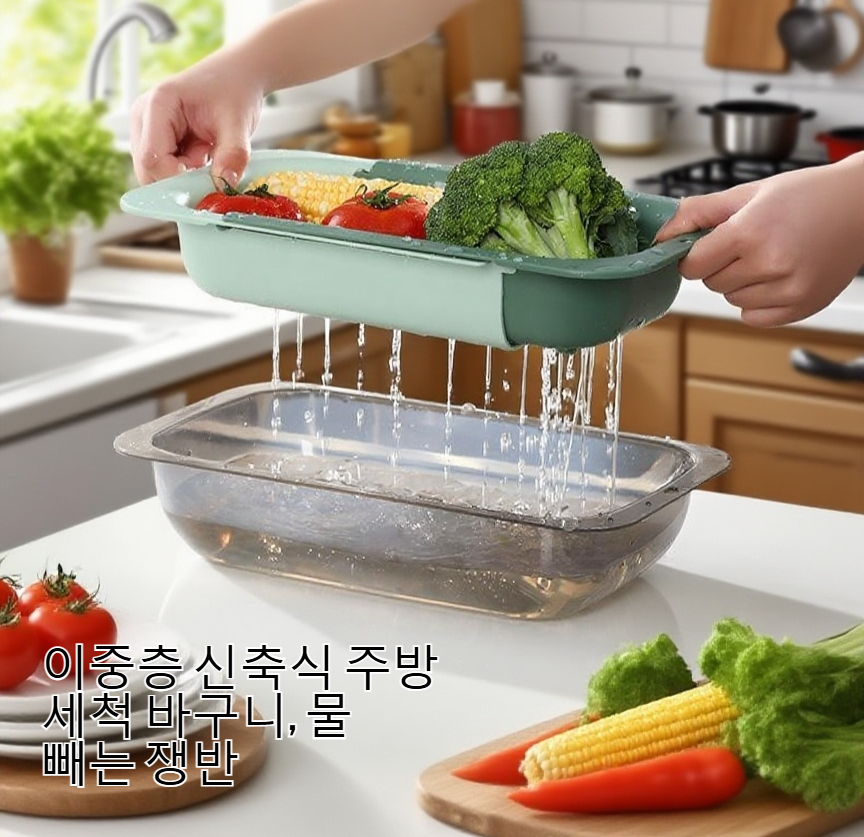 공간 절약형 신축 주방 바구니 사용 예시