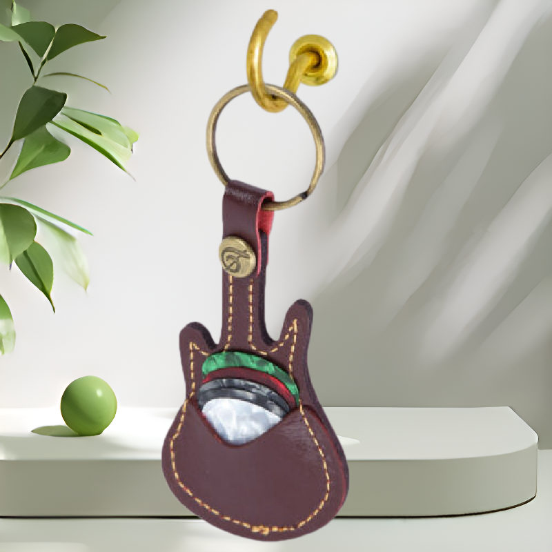 楽器ピック用レザーケース、キーホルダー、ピックウォレット、アクセスカードポケットケース、サイレントピック