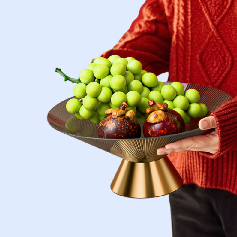 모던 스트라이프 배수 높은 과일 접시