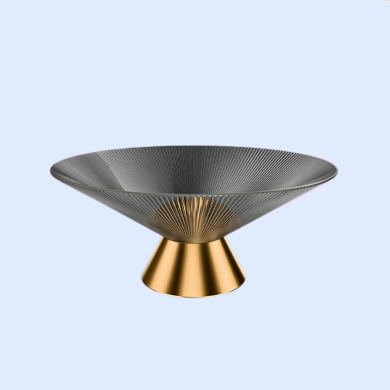 모던 스트라이프 배수 높은 과일 접시