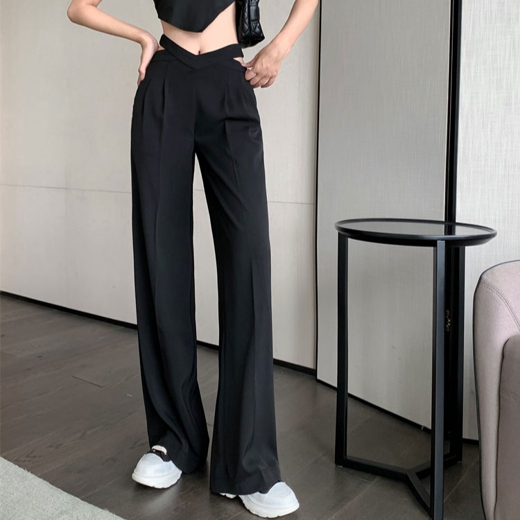 サイドベルト付ロングスーツパンツ