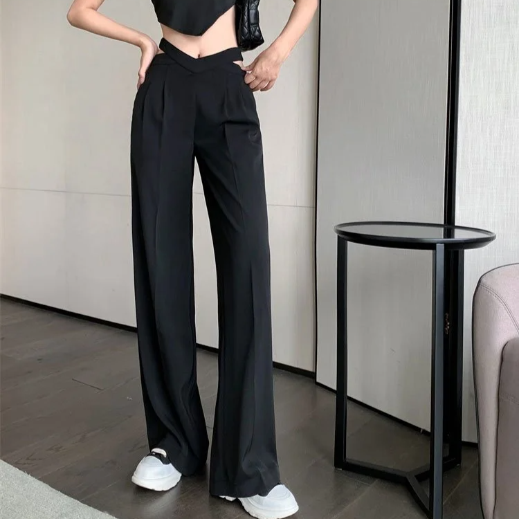 サイドベルト付ロングスーツパンツ