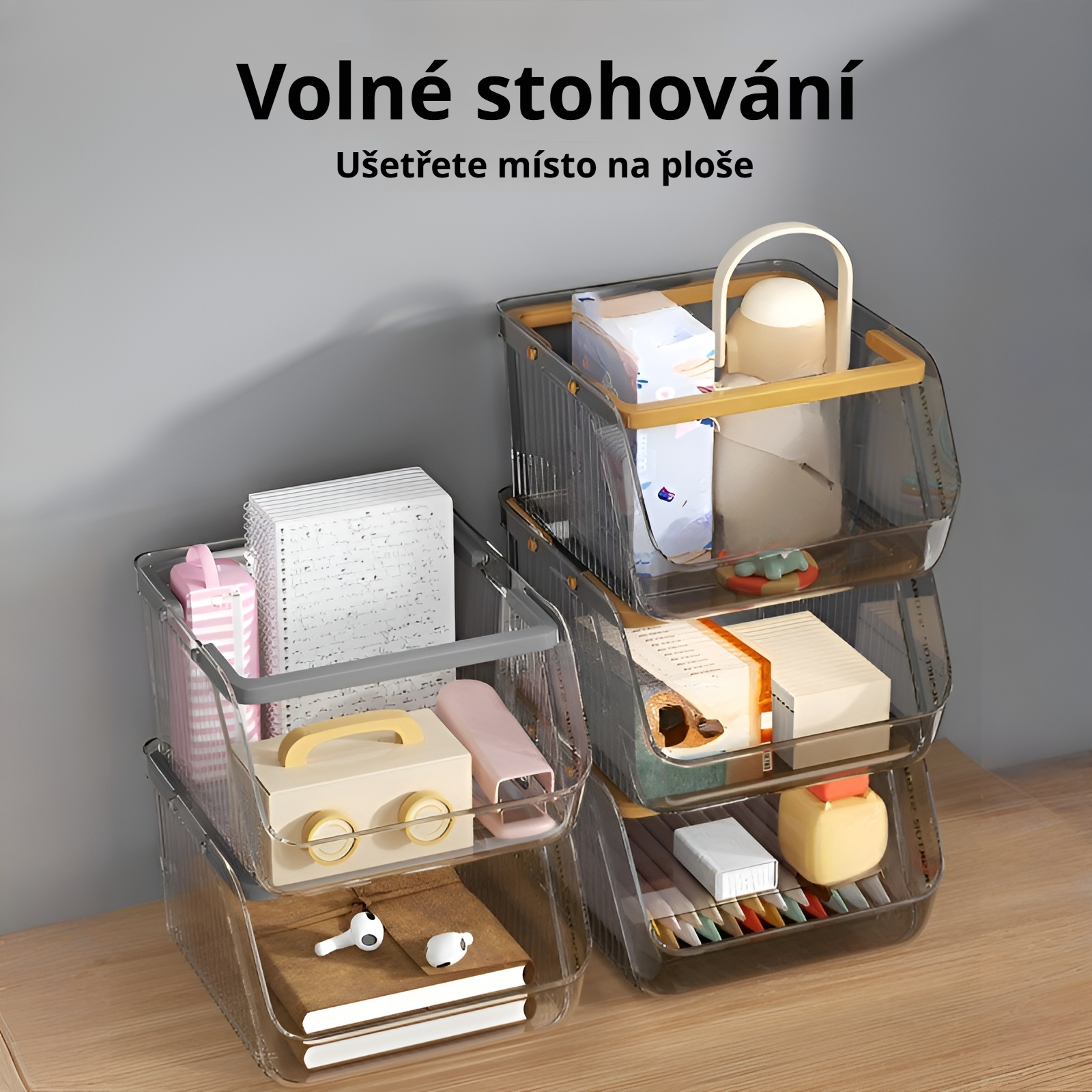 Průhledný akrylový zásuvkový organizér na stůl