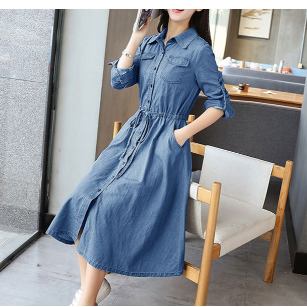 【デニムワンピース】高品質　低価格　エレガント　デニムワンピース