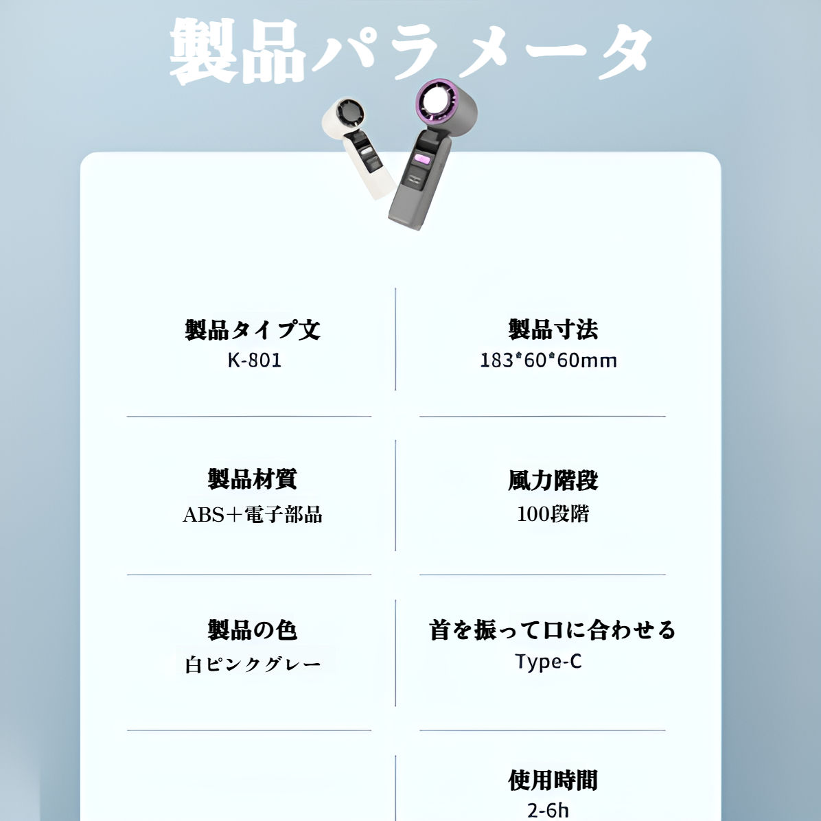 風量調節機能付きハンディファン操作パネル