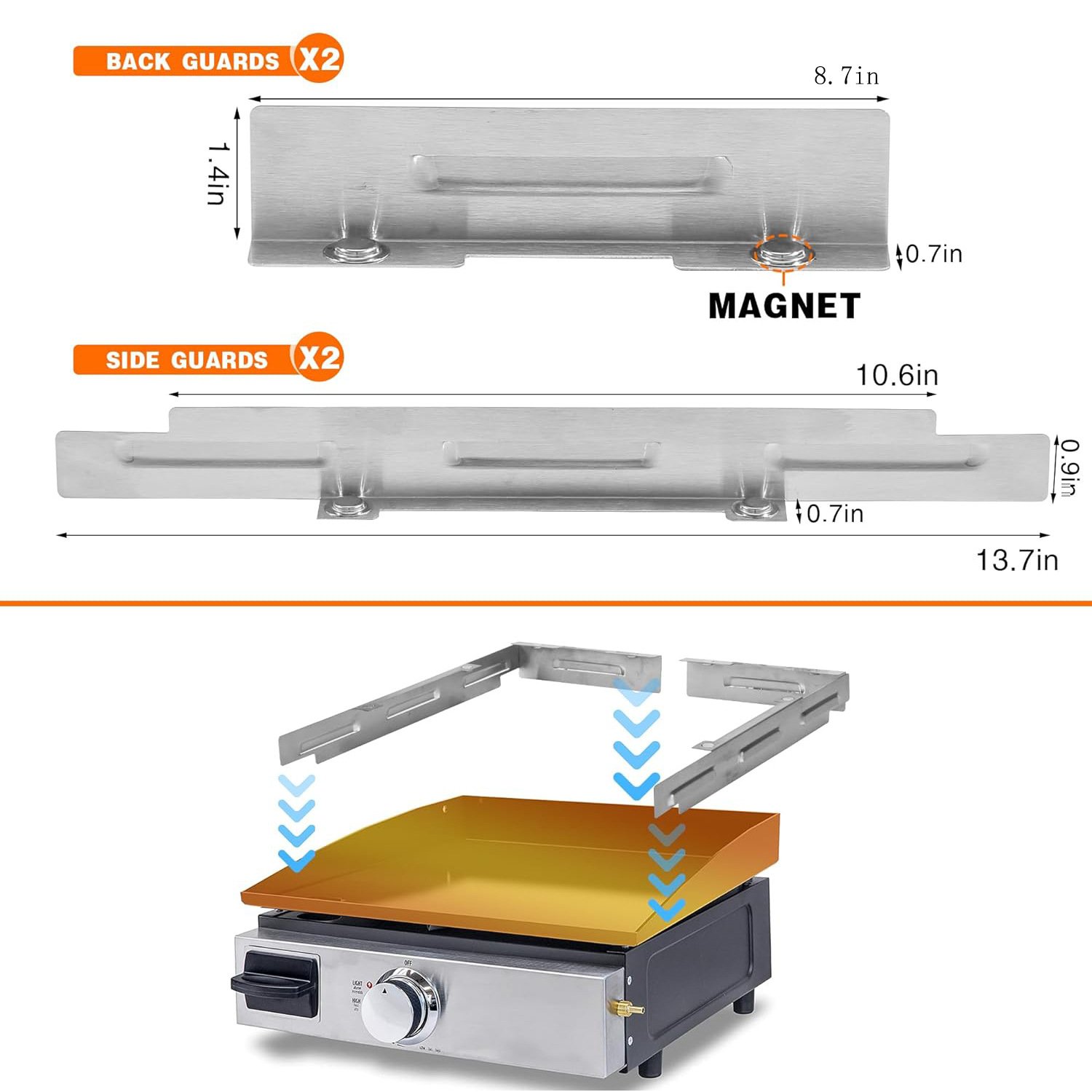 Wind screen keeping Blackstone griddle flame steady