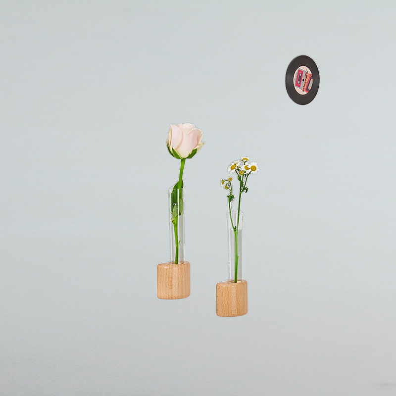 실목 냉장고에 자기 흡입 시험관 꽃병 꽃꽂이를 붙이다