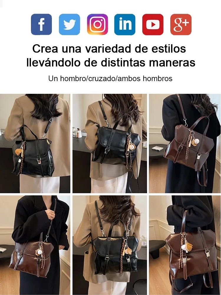 [Cada bolso es cosido a mano por artesanos durante 8 horas] Maletín portátil de cuero vintage