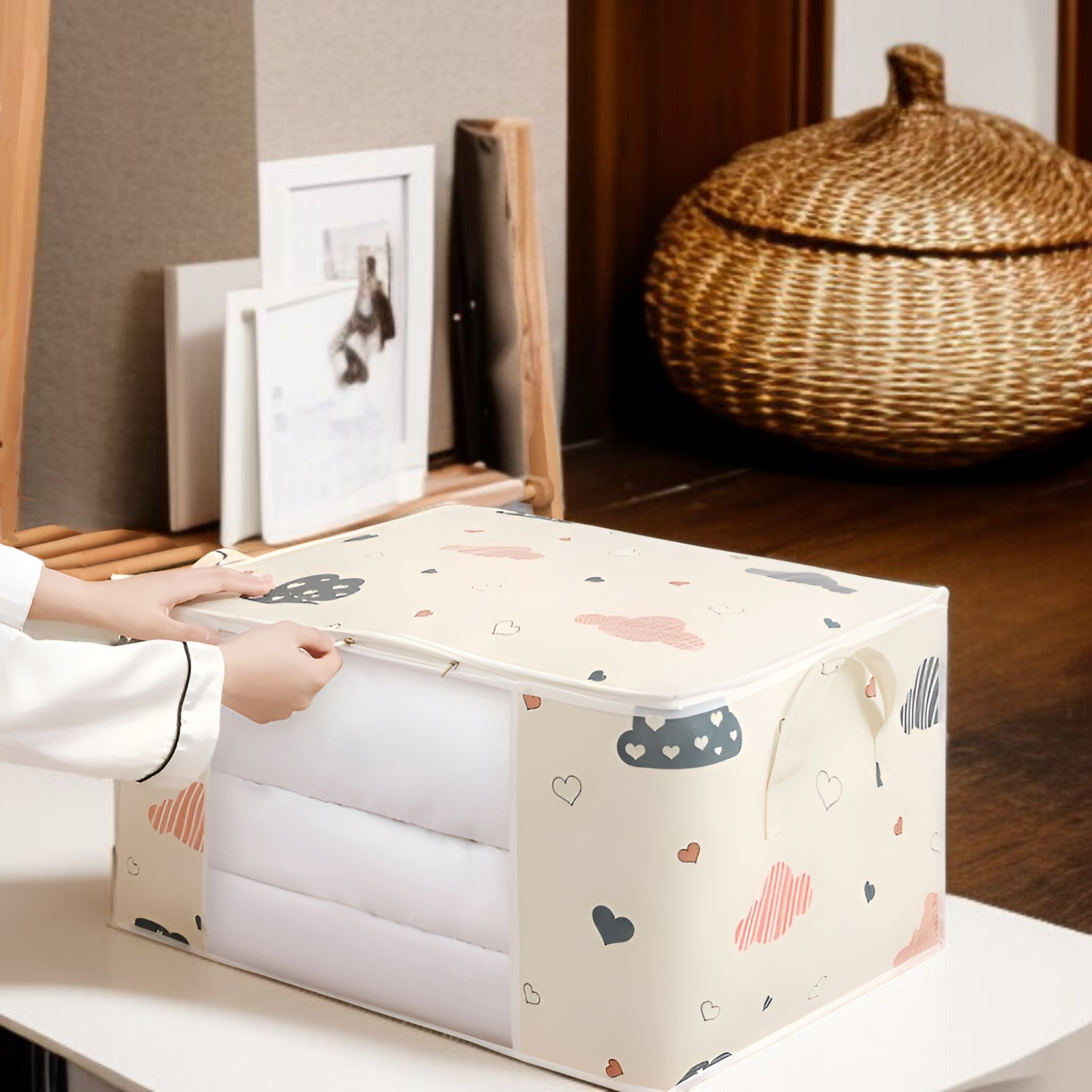 クラウドキルトバッグ キルト収納バッグ 大容量 衣類梱包バッグ 整理バッグ 引越し梱包バッグ 防塵