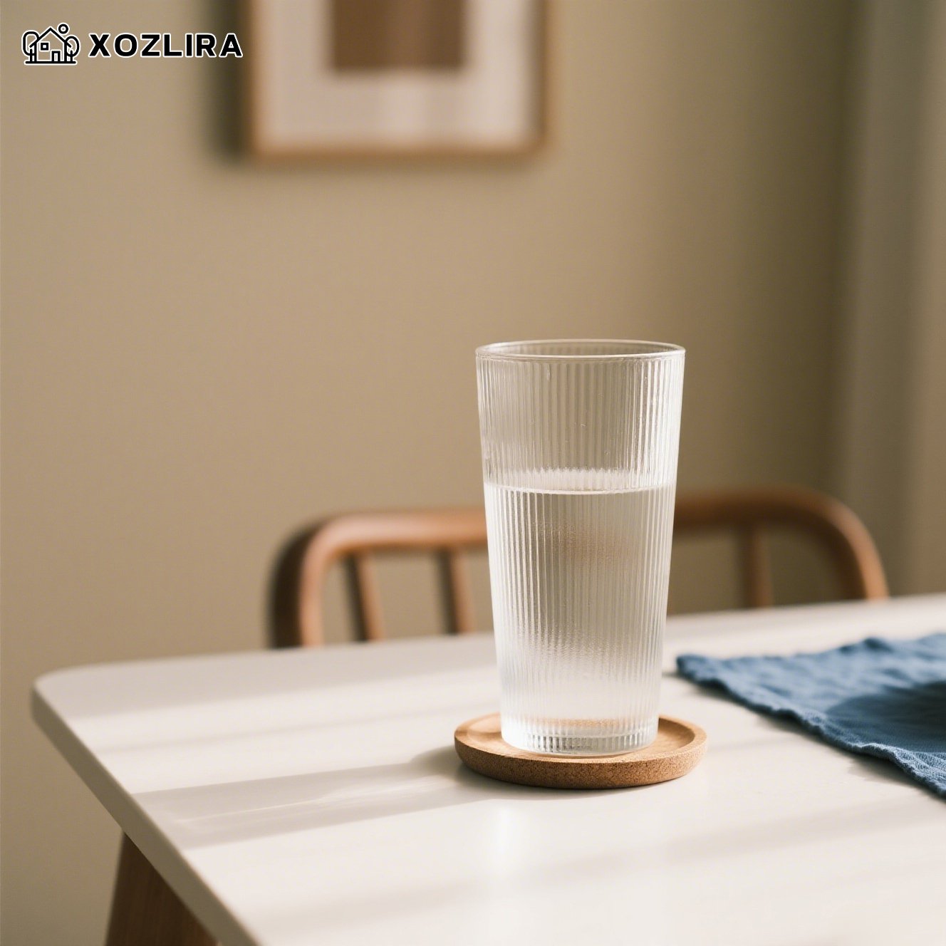 내구성 좋은 투명 유리컵 근접 촬영