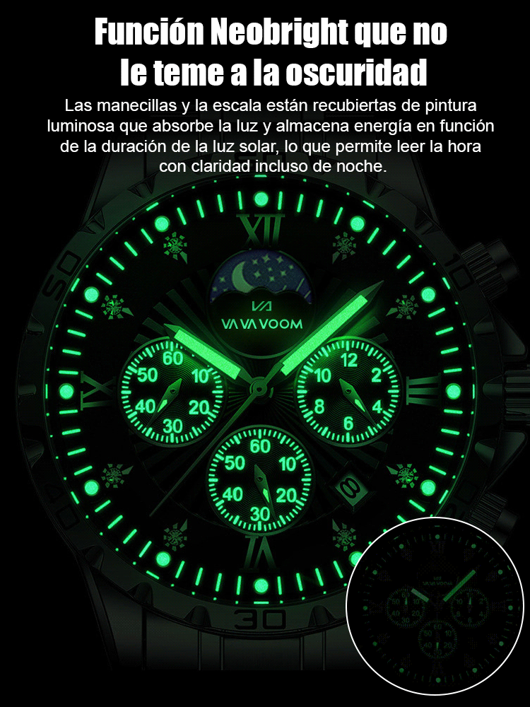 Reloj de pulsera para hombre con cronógrafo y calendario.