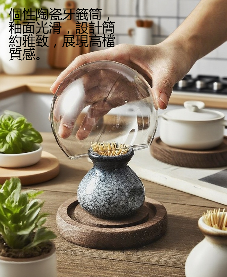 創意陶瓷牙籤收納盒細節特寫