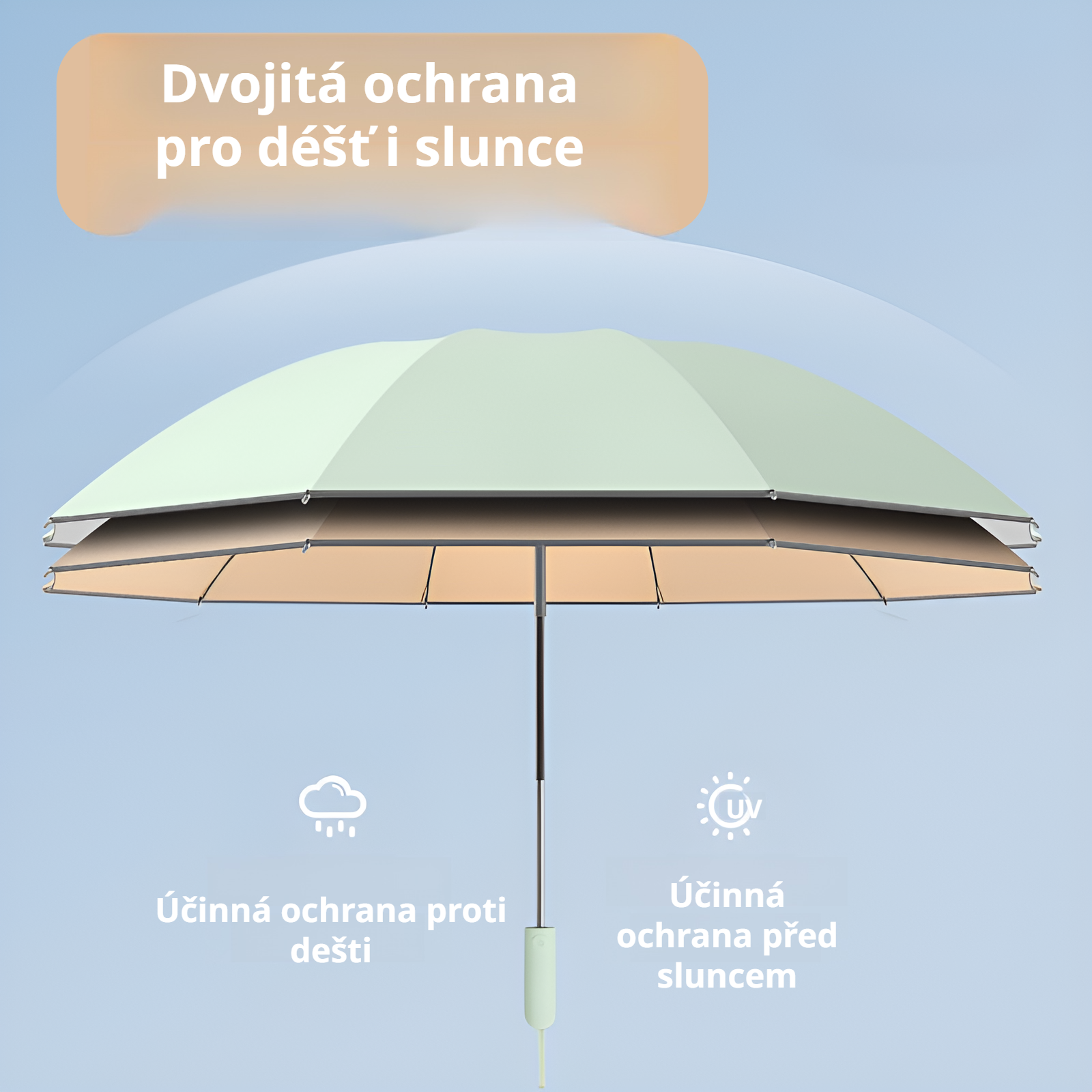 Český: Automatický skládací deštník s deseti žebry