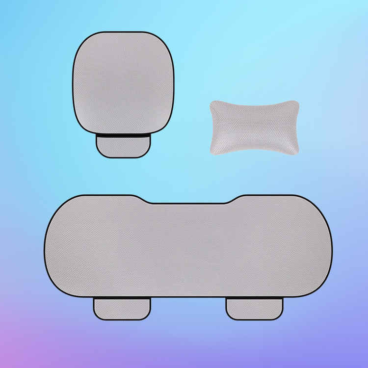 アイスシルクカーシートカバー3点セット（背もたれクッション付き）