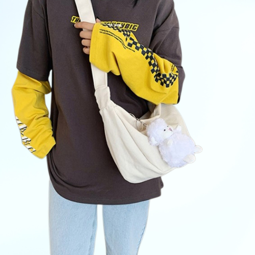 กระเป๋าคาดไหล่ผ้าแคนวาสสำหรับผู้หญิงและผู้ชาย กระเป๋าคาดไหล่สำหรับนักเรียนหญิง