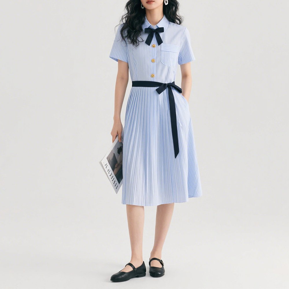 블루 셔츠 원피스