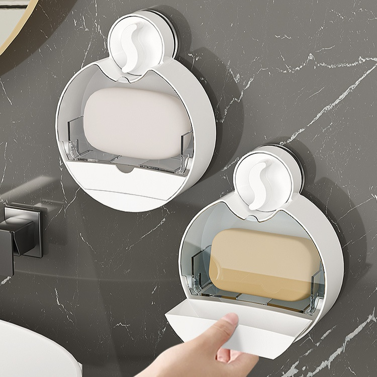 가정용비누케이스 벽걸이 펀치프리 선반 욕실 빨판 플립비누케이스 물빠짐 수납비누케이스