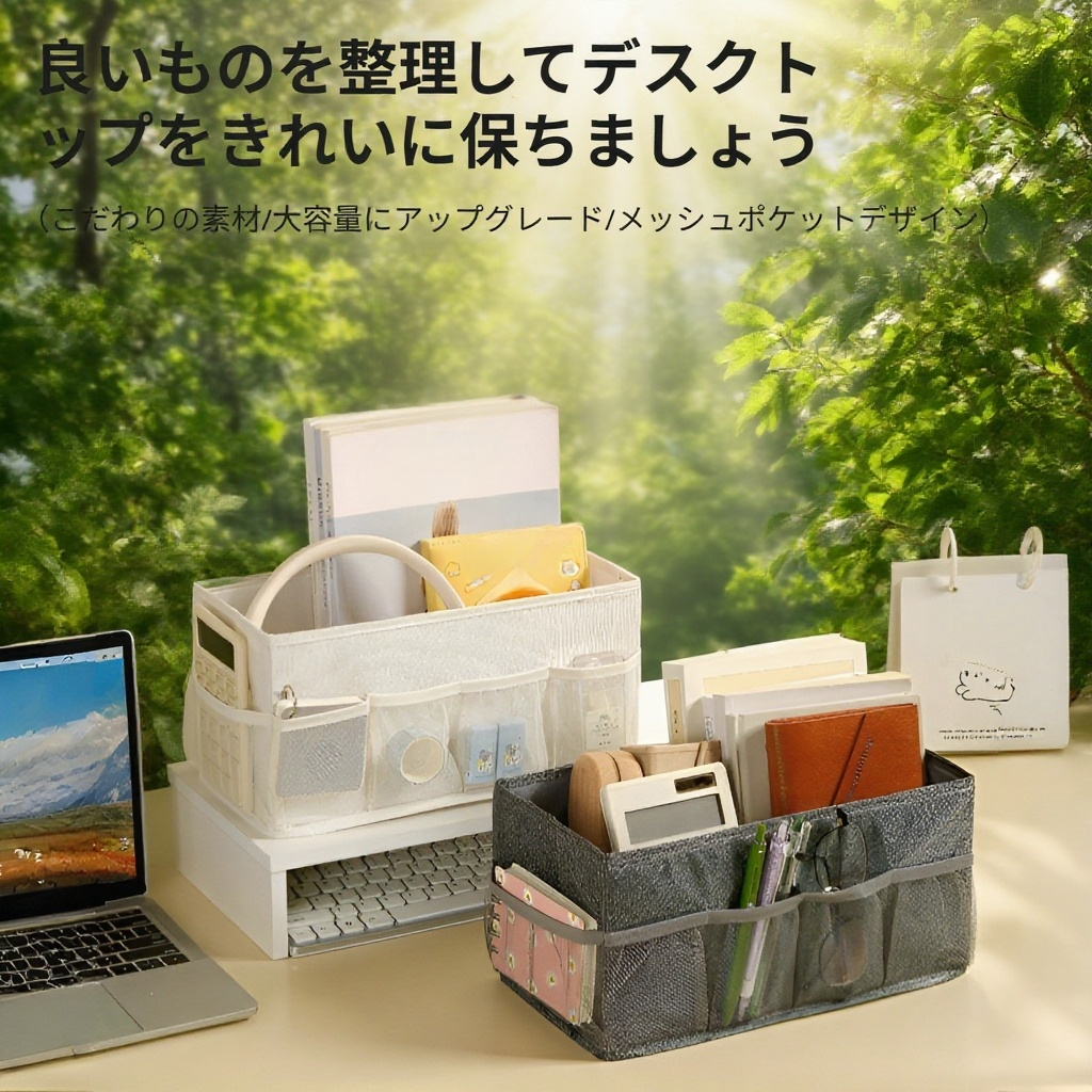 純色カチオンデスクトップ雑貨収納ボックス全体画像