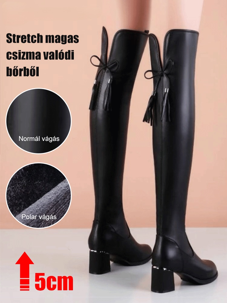 Stretch magas csizma valódi bőrből