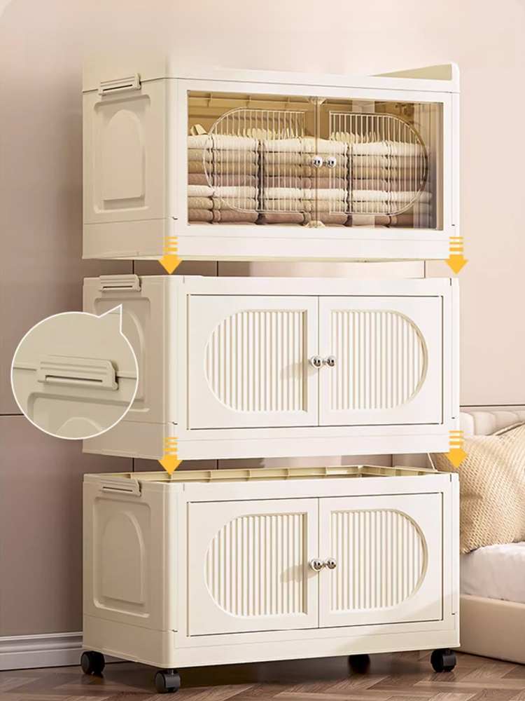 組み立て不要の折りたたみ式収納キャビネット