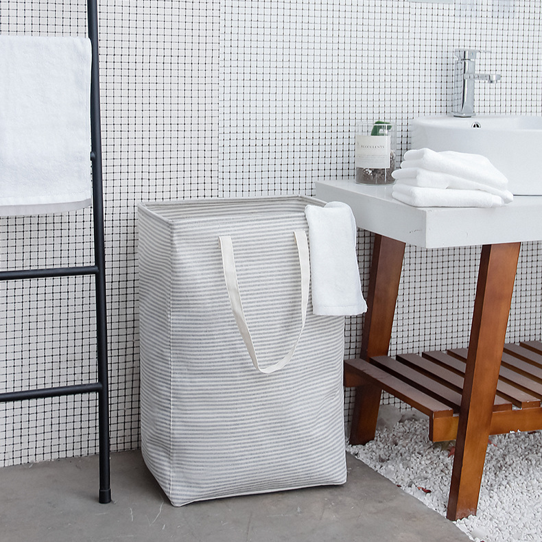 스트라이프 라지 세탁 바구니 접이식 수납 가방 옷 수납 바구니 더러운 옷 바구니 패브릭 세탁 바구니