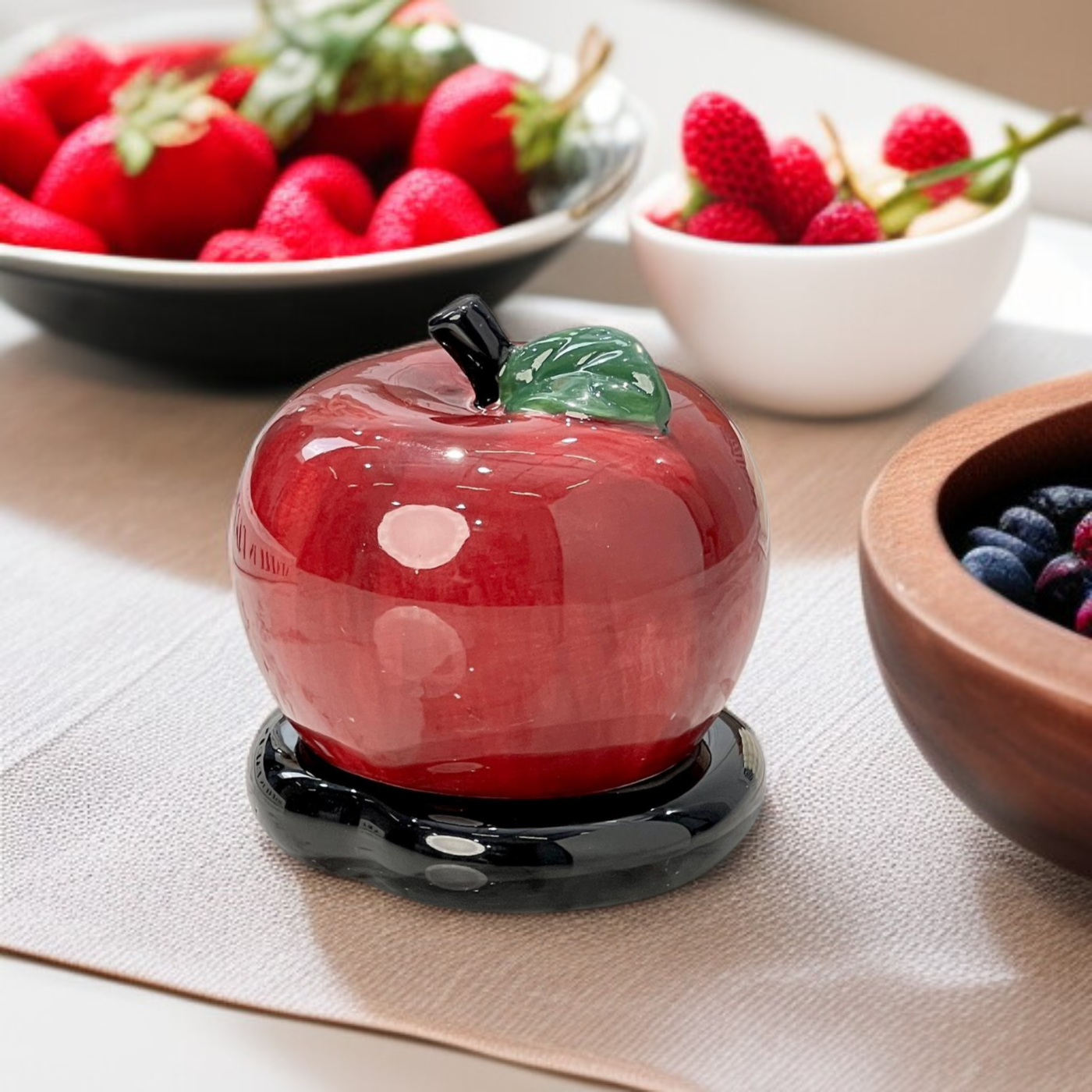 High aesthetic ceramic apple toothpick box on dining table