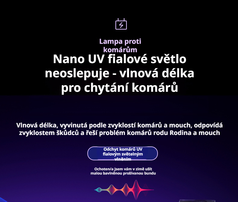 Bezpečný elektrický lapač hmyzu pro domácnost