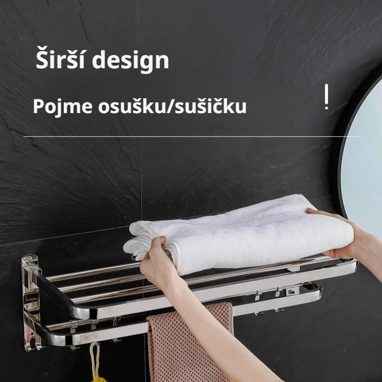 . Vícevrstvý nerezový držák na ručníky do koupelny bez vrtání